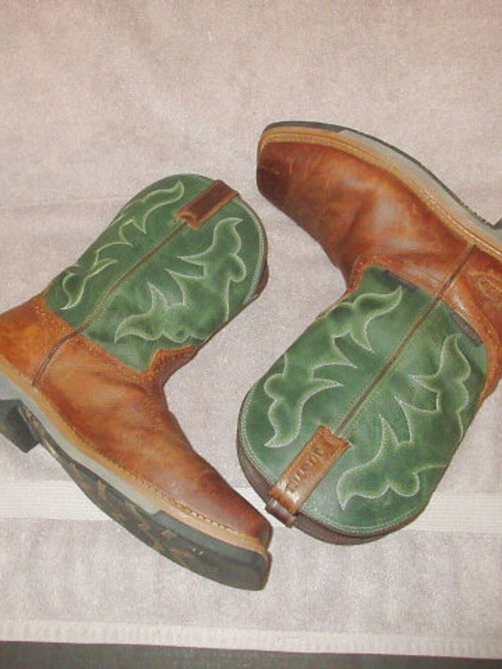 Justin Carbide Waterproof Western Work Boots Mens 10 Wide Comp-Toe Green Botas